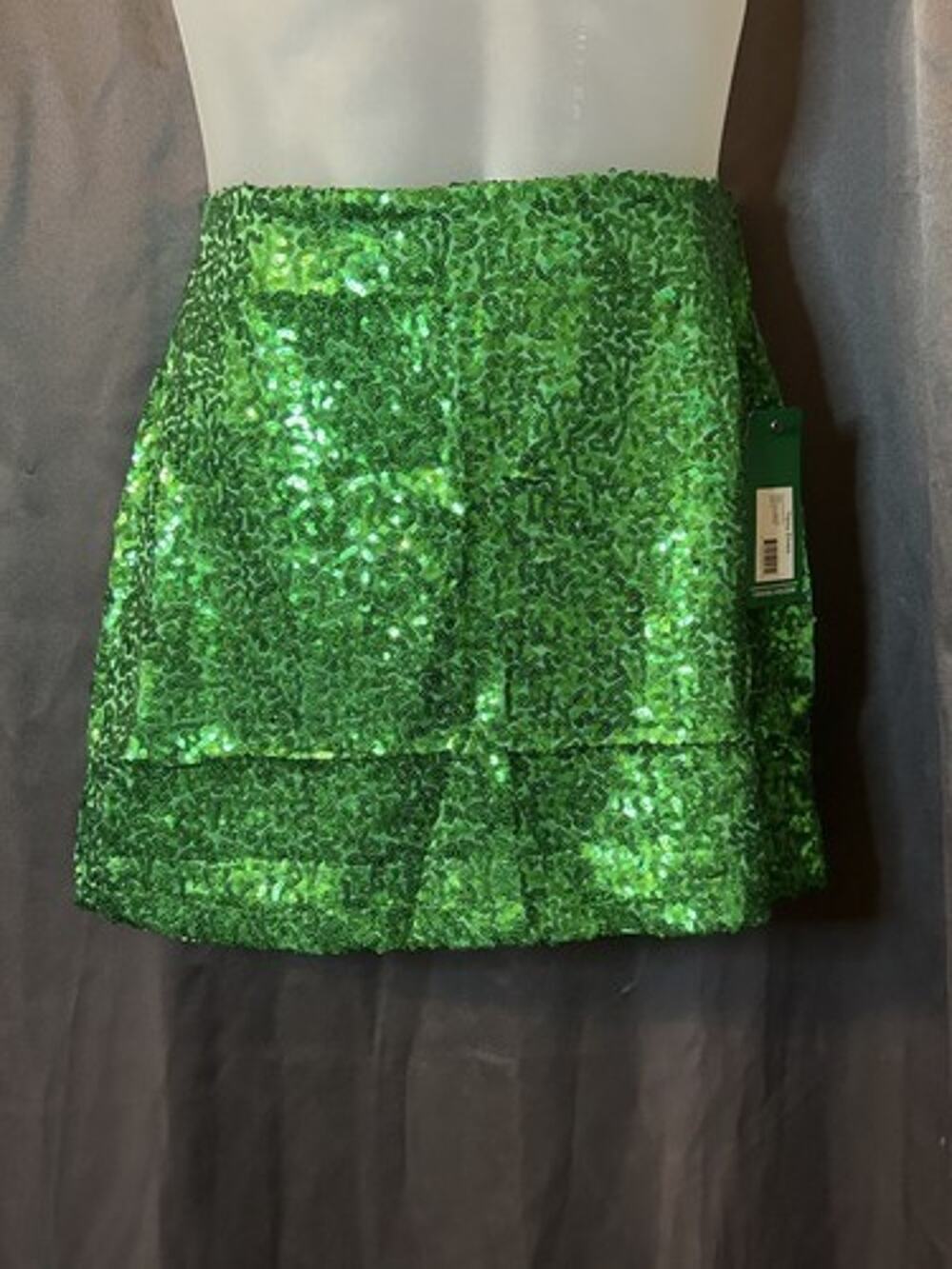 Green Stretch Sequin Mini Skirt Size Large by Tipsy Elves New With Tags